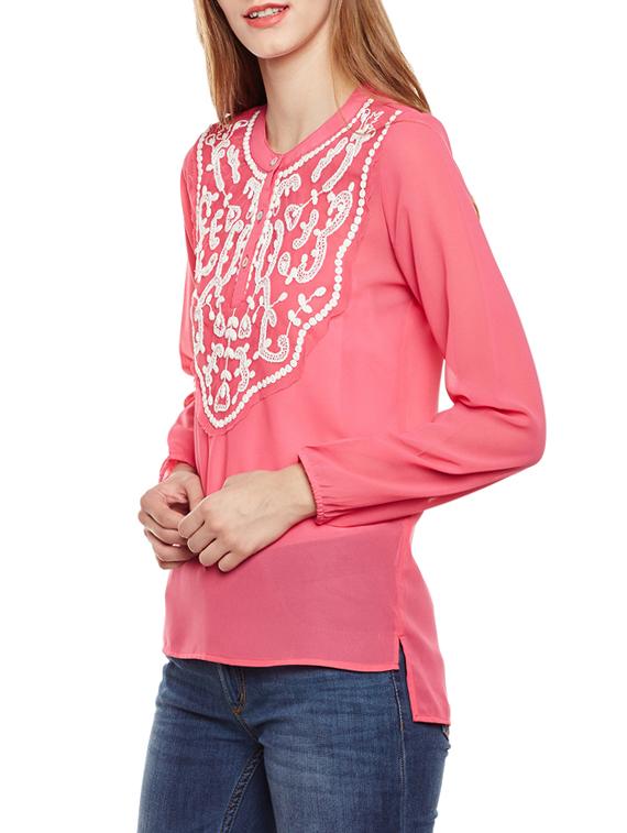 button detail embroidered tunic - 14438511 - Zoom Image - 2