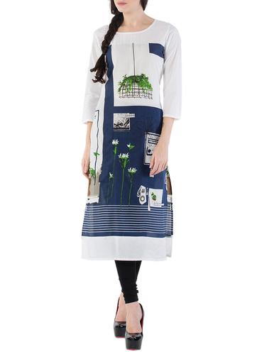 blue cotton straight kurta - 14438517 - Very Small Image - 1