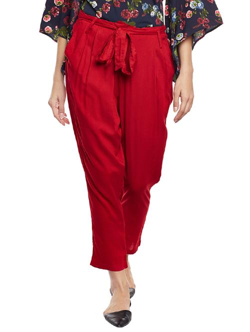 red pleated trouser - 14438520 - Standard Image - 1