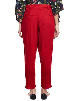 red pleated trouser - 14438520 - Standard Image - 3
