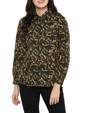 green printed cotton shirt - 14438575 - Standard Image - 1