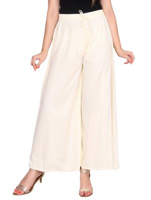 beige rayon palazzos - 14439211 - Standard Image - 1