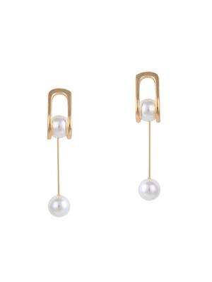 gold metal pearl(set of 2) earrings - 14439235 - Standard Image - 1