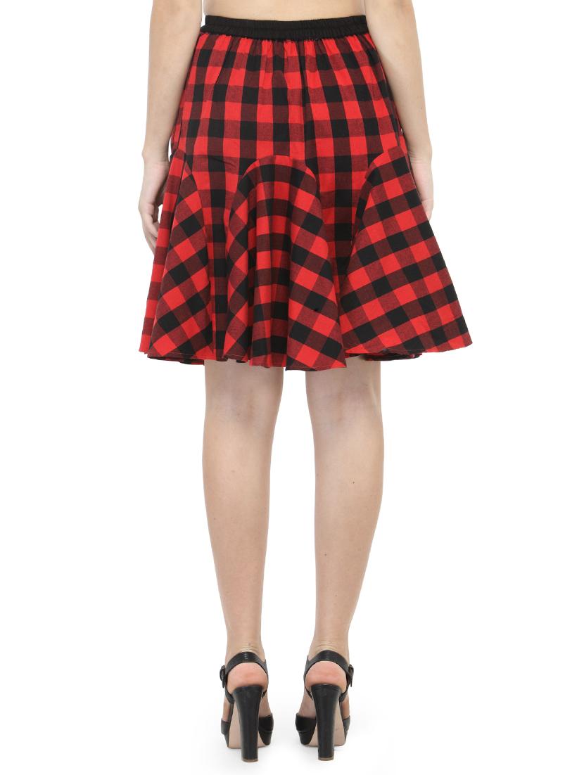 red checkered cotton skirt - 14440021 - Zoom Image - 3