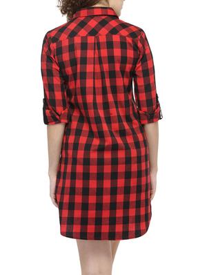 red checkered shirt dress - 14440022 - Standard Image - 3
