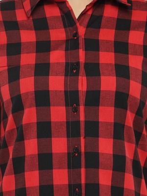 red checkered shirt dress - 14440022 - Standard Image - 4