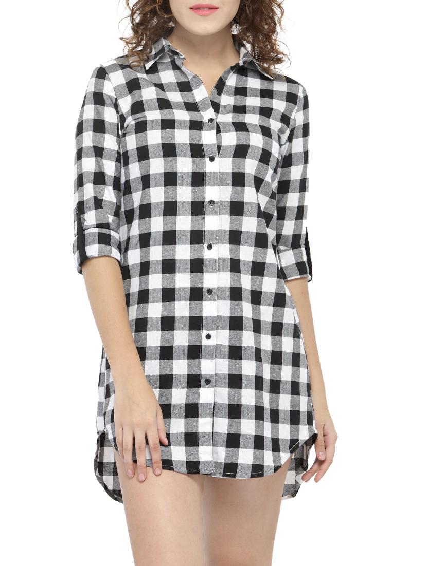 black checkered shirt dress - 14440023 - Zoom Image - 1