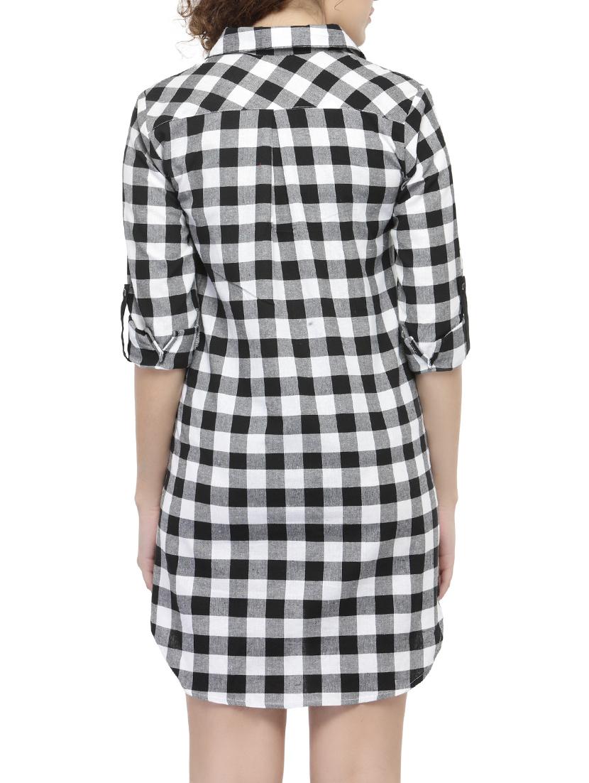 black checkered shirt dress - 14440023 - Zoom Image - 3