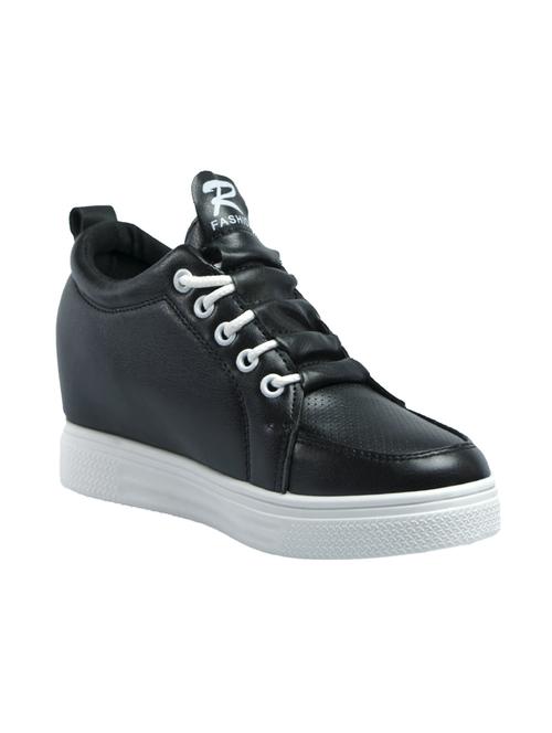 black pu laceup sneakers - 14441090 - Standard Image - 1