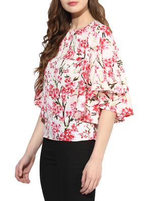 white floral bell sleevedtop - 14441223 - Standard Image - 2