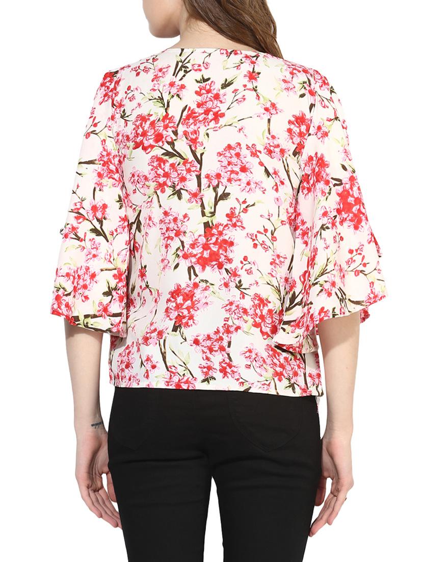 white floral bell sleevedtop - 14441223 - Zoom Image - 3
