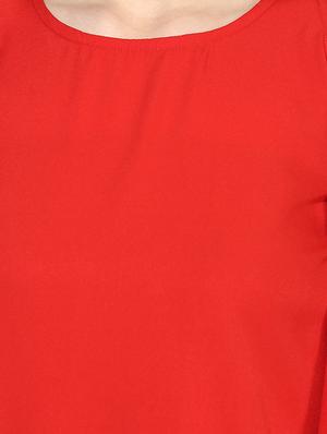 red cold shoulder top - 14441224 - Standard Image - 4