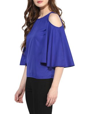 blue cold shoulder top - 14441226 - Standard Image - 2