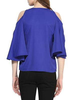 blue cold shoulder top - 14441226 - Standard Image - 3