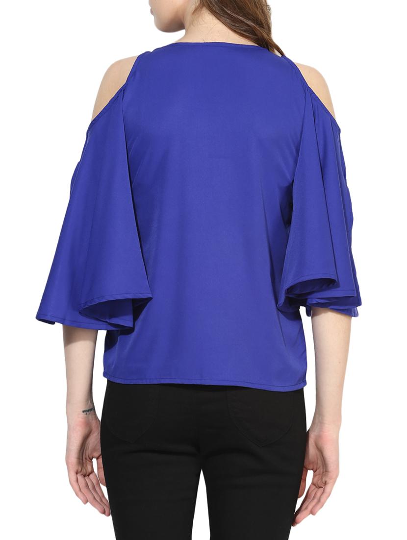 blue cold shoulder top - 14441226 - Zoom Image - 3