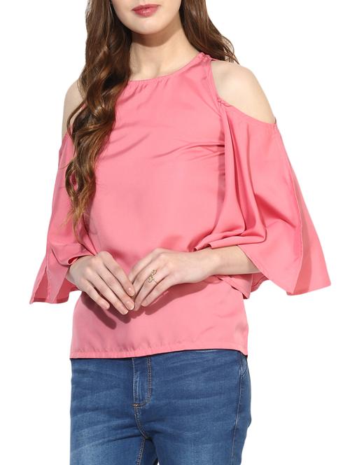 pink cold shoulder top - 14441227 - Standard Image - 1