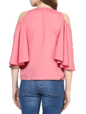 pink cold shoulder top - 14441227 - Standard Image - 3