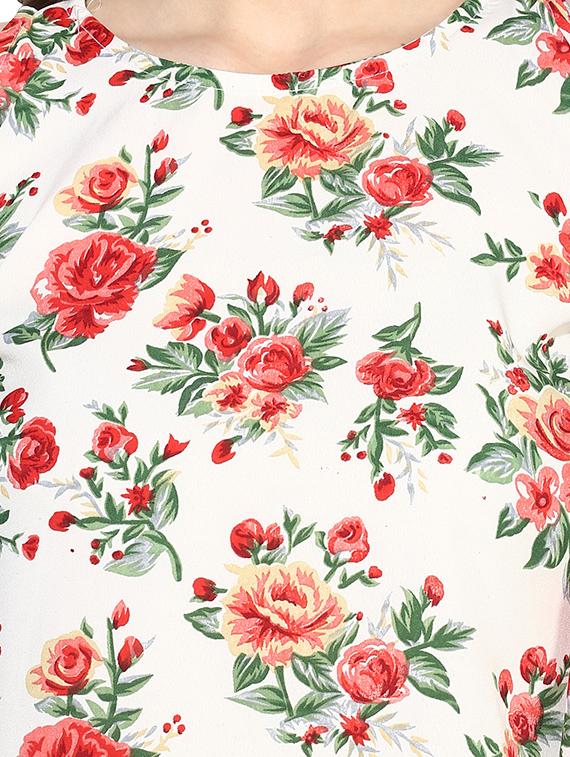 white printed cold shoulder top - 14441229 - Zoom Image - 4
