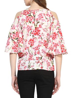 pink floral cold shoulder top - 14441230 - Standard Image - 3