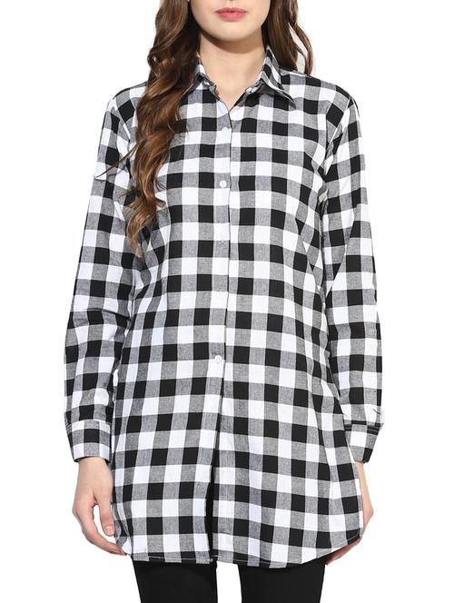 black checked cotton tunic - 14441232 - Standard Image - 1