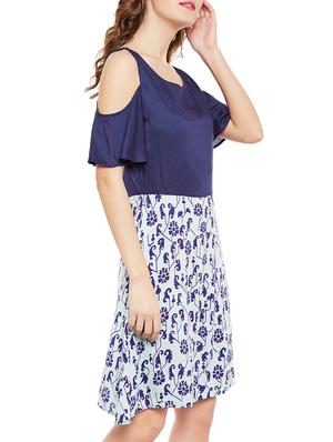 blue cold shoulder shift dress - 14442221 - Standard Image - 2