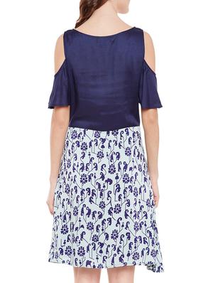 blue cold shoulder shift dress - 14442221 - Standard Image - 3