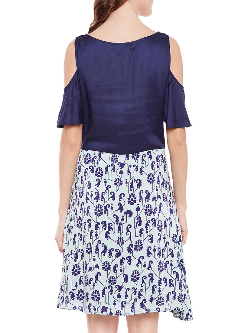 blue cold shoulder shift dress - 14442221 - Zoom Image - 3