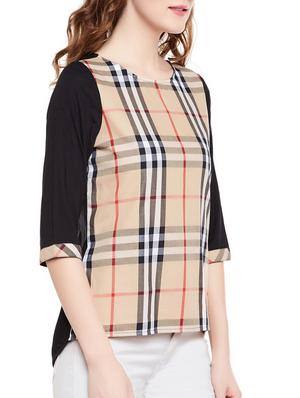 brown cotton checked top - 14442235 - Standard Image - 2