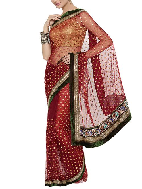 chhabra555 maroon sequence saree with blouse - 14443197 - Very Small Image - 1