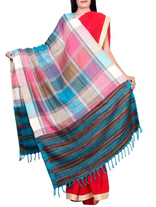 Multicolored wool reversible shawl - 14444403 - Very Small Image - 1