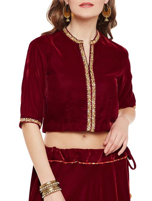 red velvet embroidered stitched blouse - 14444883 - Very Small Image - 1