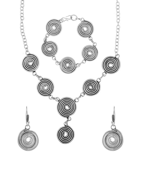 silver brass long necklace - 14445902 - Zoom Image - 1