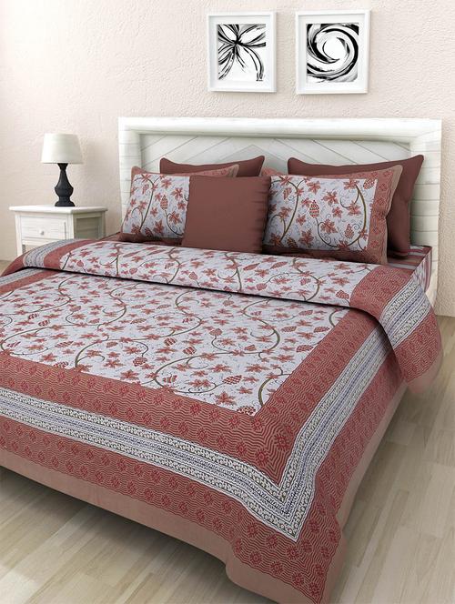 pure cotton rajasthani traditional double bed sheet with 2 pillow covers - 14446219 - Standard Image - 1