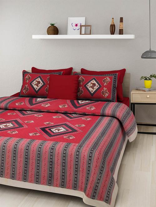 pure cotton rajasthani traditional double bed sheet with 2 pillow covers - 14446237 - Standard Image - 1
