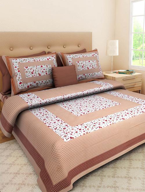 pure cotton rajasthani traditional double bed sheet with 2 pillow covers - 14446265 - Standard Image - 1
