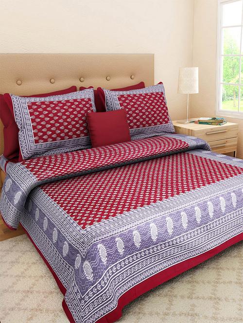 pure cotton rajasthani traditional double bed sheet with 2 pillow covers - 14446282 - Standard Image - 1