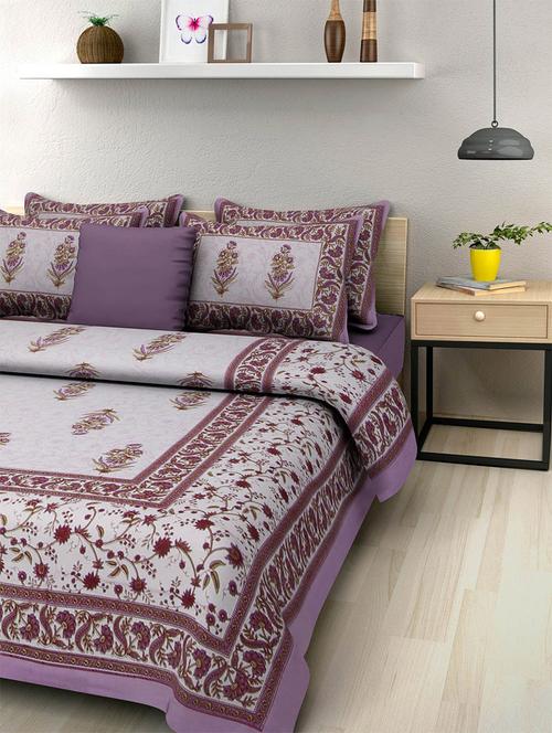 pure cotton rajasthani traditional double bed sheet with 2 pillow covers - 14446298 - Standard Image - 1