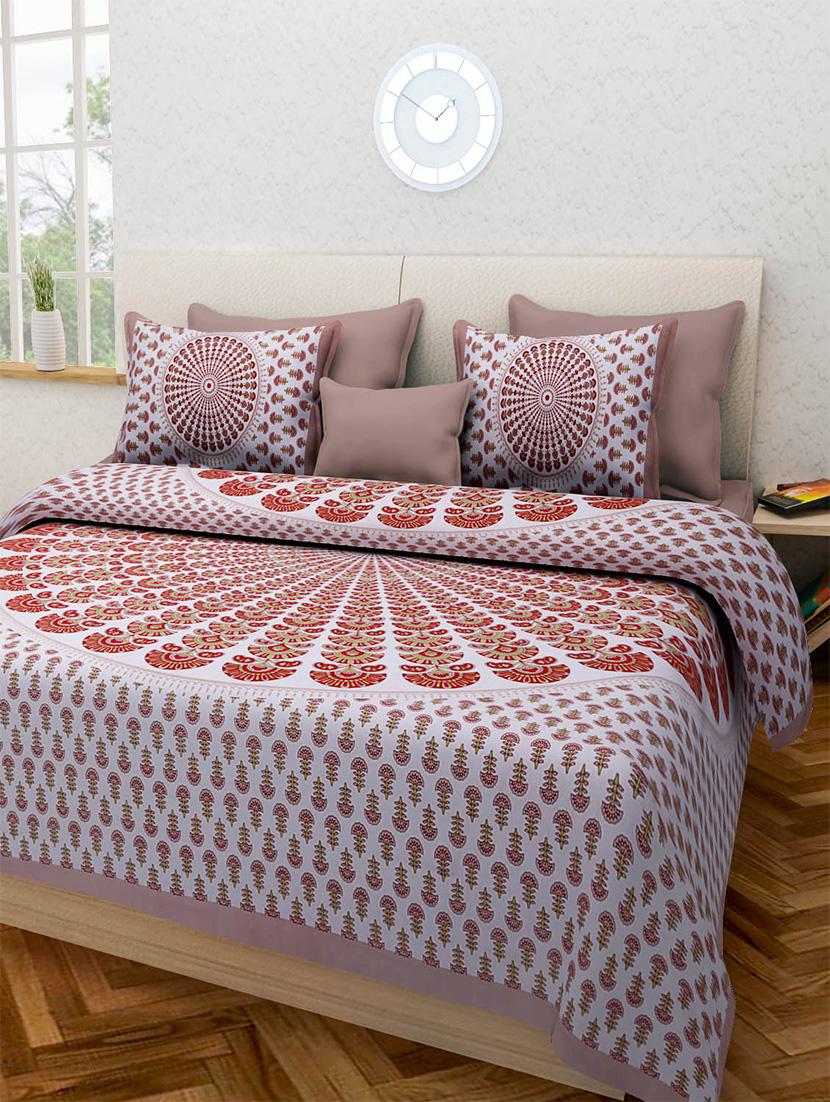 pure cotton rajasthani traditional double bed sheet with 2 pillow covers - 14446369 - Zoom Image - 1