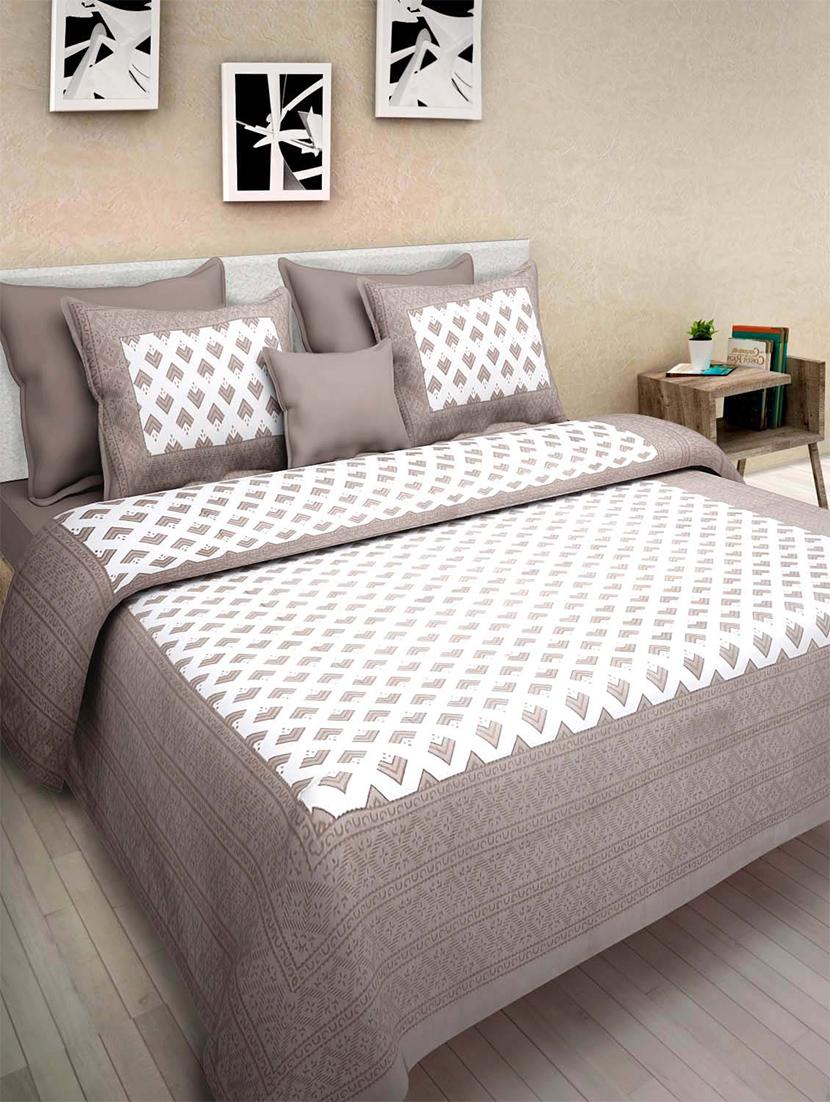 pure cotton rajasthani traditional double bed sheet with 2 pillow covers - 14446406 - Zoom Image - 1