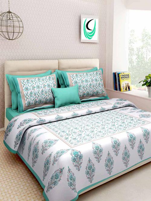 pure cotton rajasthani traditional double bed sheet with 2 pillow covers - 14446455 - Standard Image - 1