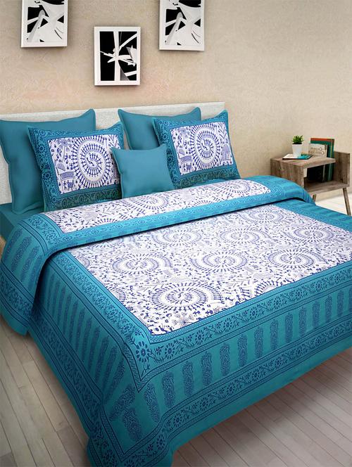 pure cotton rajasthani traditional double bed sheet with 2 pillow covers - 14446462 - Standard Image - 1