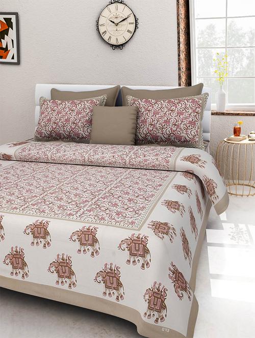 pure cotton rajasthani traditional double bed sheet with 2 pillow covers - 14446558 - Standard Image - 1