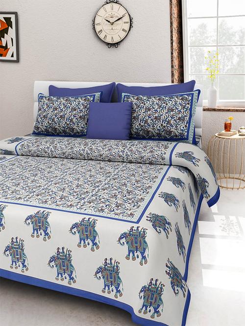 pure cotton rajasthani traditional double bed sheet with 2 pillow covers - 14446559 - Standard Image - 1