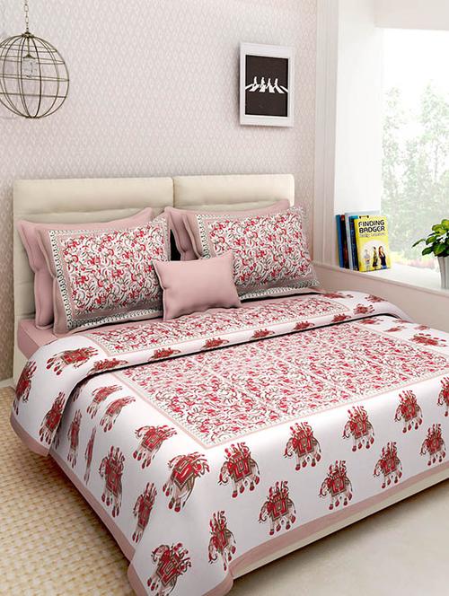 pure cotton rajasthani traditional double bed sheet with 2 pillow covers - 14446560 - Standard Image - 1
