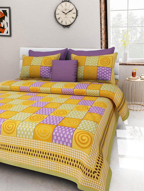 pure cotton rajasthani traditional double bed sheet with 2 pillow covers - 14446571 - Standard Image - 1