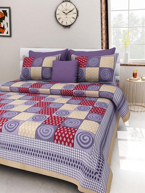 Pure Cotton Rajasthani Traditional Double Bed Sheet With 2 Pillow Covers - 14446572 - Standard Image - 1