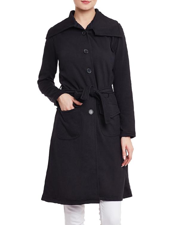 black fleece trench coat - 14447336 - Zoom Image - 1