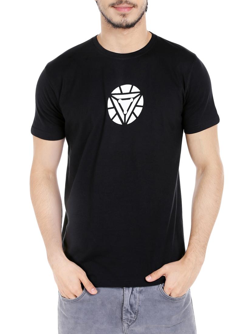black cotton chest print tshirt - 14447888 - Zoom Image - 1