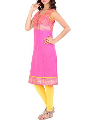 pink cotton a-line kurta - 14448129 - Standard Image - 2