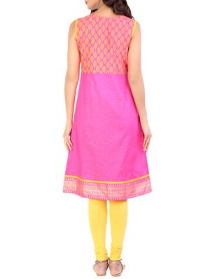 pink cotton a-line kurta - 14448129 - Standard Image - 3